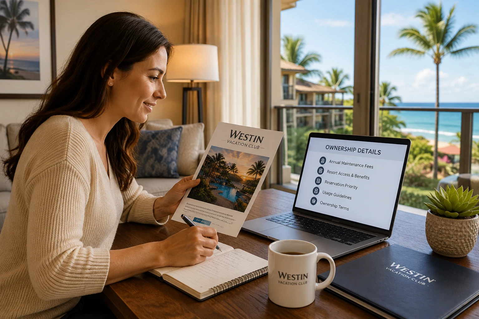 Westin Vacation Club owner reviewing resort ownership, annual fees, and booking details