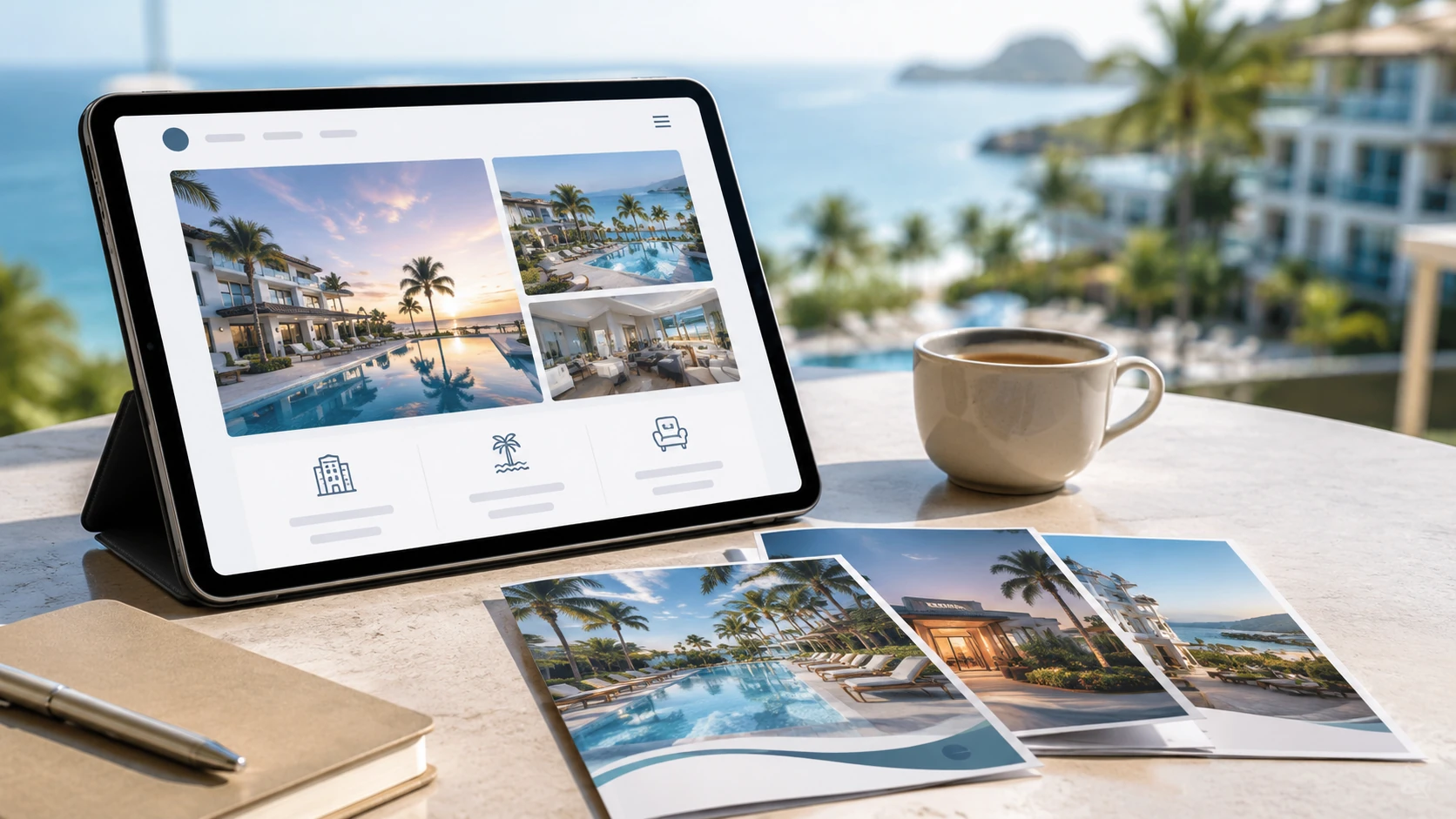 Timeshare owner researching resort developers, ownership details, benefits, and vacation options on a tablet.